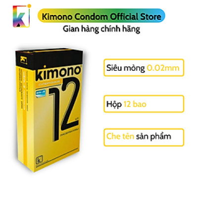 Bao Cao Su Kimono Gold Siêu Mỏng 0.02mm – Bôi Trơn Gốc Nước – Cảm Giác Chân Thật – Hộp 12 Chiếc