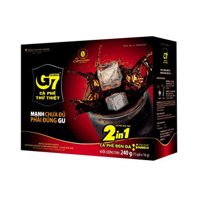Cà Phê Hòa Tan G7 2in1 Trung Nguyên – Hộp 15 Gói – Cà Phê Đen Đá Pha Nhanh, Gu Đậm