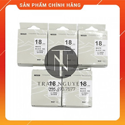 [Combo 5 cuộn] Nhãn in Tepra SS18KW (LC-18WBN) - Chữ đen nền trắng 18mm x 8m - Hàng nhập khẩu