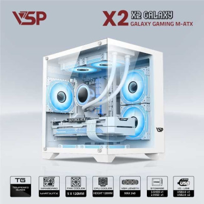  Vỏ Máy Tính Case VSP X2 Galaxy (Black/White) - Hàng Chính Hãng 