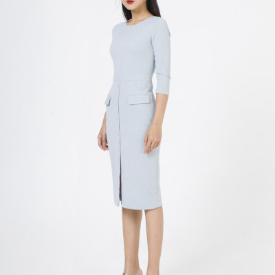 De Leah - Đầm Ôm Len Dáng Dài - Xanh