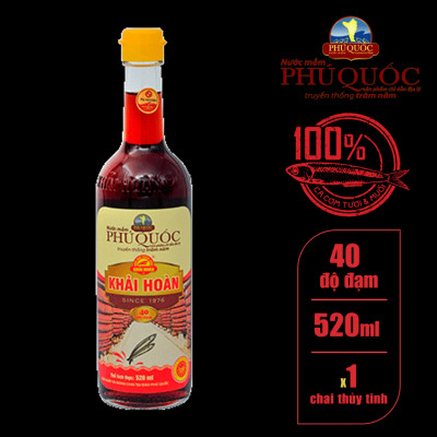 Nước mắm Khải Hoàn Phú Quốc 40 độ đạm 520ml thùng 6 chai