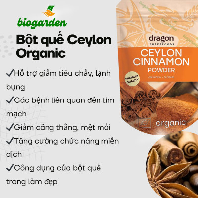 Bột quế Ceylon hữu cơ 150gr - Dragon  Superfoods