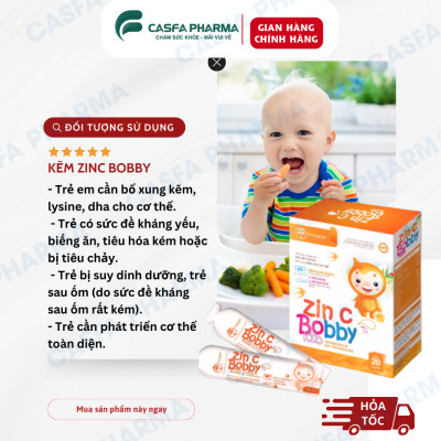 Combo Canxi hữu cơ cho bé CANXIBOBBY và 1 Kẽm ZIN C BOBBYKID TW Hanopharco