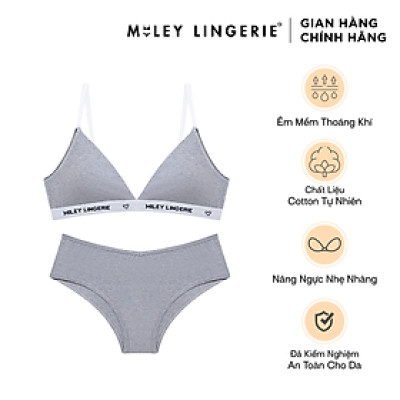 Bộ Đồ Lót Áo Có Đệm Mút Mỏng Và Quần Lưng Chéo Vải Cotton Tự Nhiên BeingMe Dust Star Miley Lingerie