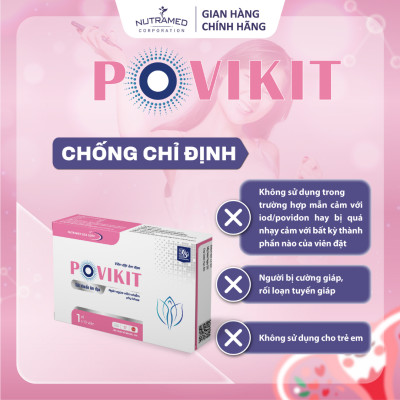 Viên đặt Povikit hỗ trợ giảm viêm cô bé do nhiễm vi khuẩn, nấm ngứa, mùi hôi - Nutramed (10 viên)