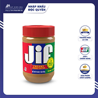 Bơ Đậu Phộng Mịn Jif 454g - Nhập Khẩu Mỹ | Jif Creamy Peanut Butter 454g