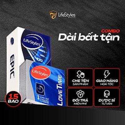 COMBO 2 bao cao su kéo dài thời gian lâu ra tăng khoái cảm, bcs có gai Epic + Lovetime LifeStyles