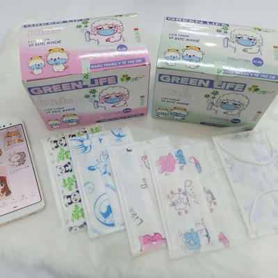 Khẩu trang y tế trẻ em kháng khuẩn GREEN LIFE - PANDA