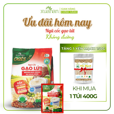 Combo 11 Túi Ngũ Cốc Gạo Lứt No Sugar Xuân An [đường ăn kiêng] 400G {25g*16 gói}(Tặng Kèm 11 Túi Yến Mạch 150G)