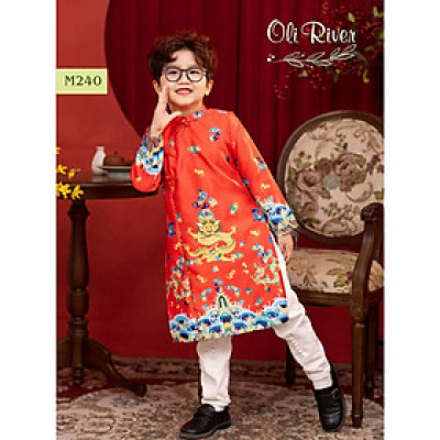 Áo dài tết cho bé trai mẫu Rồng vàng từ 12-40kg hàng thiết kế cao cấp