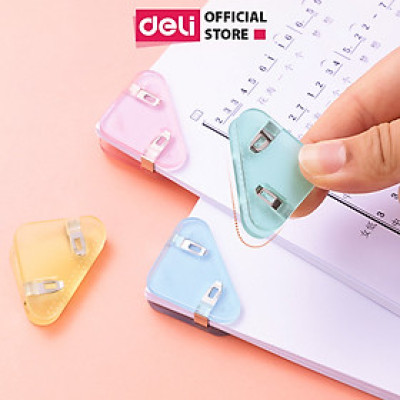 Kẹp tài liệu tam giác kẹp giấy, đánh dấu trang sách, kẹp hồ sơ tài liệu tam giác bằng nhựa Deli thiết kế dễ thương màu pastel - 1 chiếc