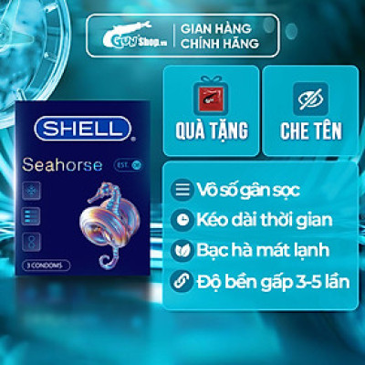 Bao cao su Shell Seahorse - Kéo dài thời gian - Hộp 3 cái