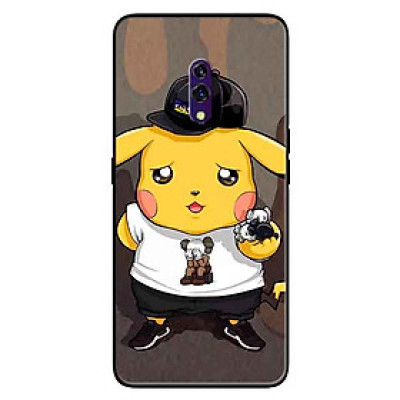 Ốp lưng in cho Realme X Mẫu Pika Nón Đen