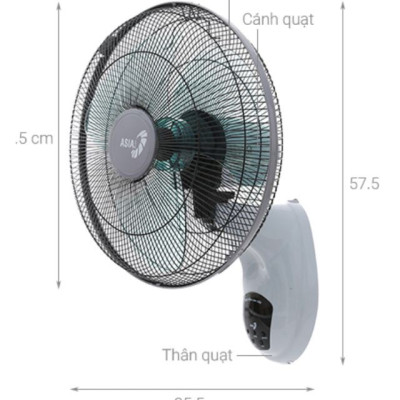 Quạt treo Asia L16019 có remote điều khiển - Màu xám - Hàng chính hãng