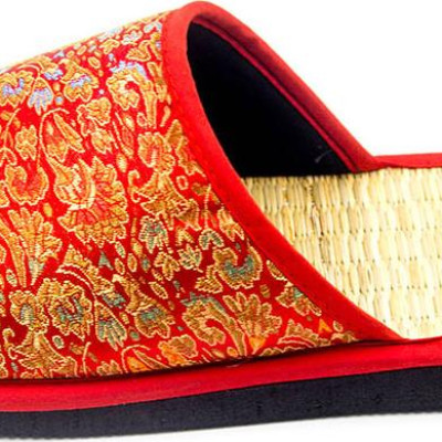 Dép chiếu Hương Quế DCQ-50 làm từ lụa tơ tằm - vải cotton - lớp đế cao su xốp cho đôi chân thơm - mát và khô thoáng - Đỏ