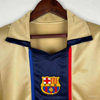 Áo Bóng Đá Retro Barcelona 2002 - Sân Khách bản cao cấp vải Cotton Polyester