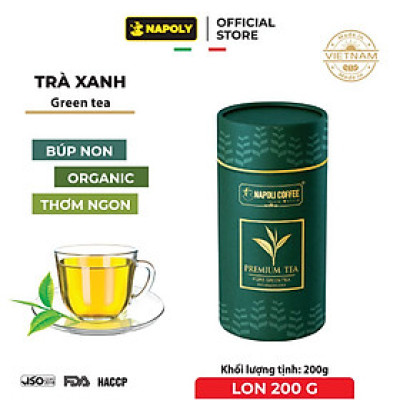 TRÀ XANH PREMIUM TEA Napoli Coffee Cao Cấp Cầu Đất Đà Lạt Giúp Định thần, Đậm vị, Hậu Ngọt Thơm Lâu - Lon 100g