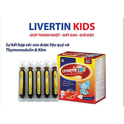 SIRO MÁT GAN TRẺ EM LIVERTIN KIDS - THANH NHIỆT MÁT GAN GIẢI ĐỘC - DỊ ỨNG - MẨN NGỨA NỔI MỀ ĐAY - NHIỆT MIỆNG - HỘP 20 ỐNG NHỰA BẺ