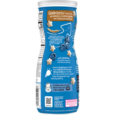 Thực Phẩm Bổ Sung Bánh Ăn Dặm Gerber Puffs vị Việt Quất 42g dành cho trẻ trên 8 tháng tuổi