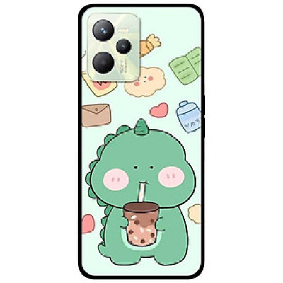 Ốp lưng dành cho Realme C35 - Realme Narzo 50A Prime mẫu Khủng Long Uống Trà Sữa