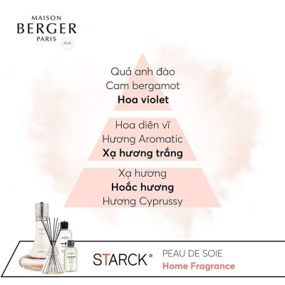 Maison Berger - Bộ lọ tinh dầu khuếch tán Peau de Soie - 200ml - 2 món