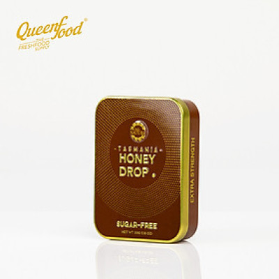 Kẹo Sả Nhân Mật Ong Queenfood Honey Drop Leatherwood Không Đường 33gr Hộp 10 viên
