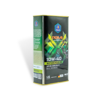 Nhớt Xe Máy PRIME Lon 1.3L Tổng Hợp Toàn Phần-10W40-SN-MA2 Cho Satria-Raider/Nhớt 1.3L/Nhớt Satria