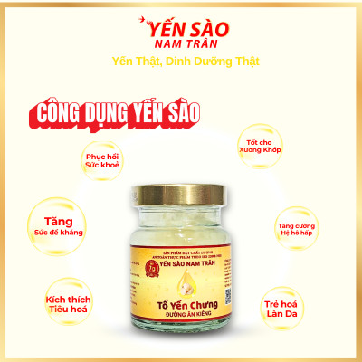 Yến sào chưng sẵn Đường Ăn Kiêng NAM TRÂN 7 gram Tổ Yến Tươi phù hợp với người kiêng đường. Lọ 70 ml