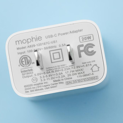 Adapter Sạc Type C PD 20W Mophie Trắng - Hàng chính hãng