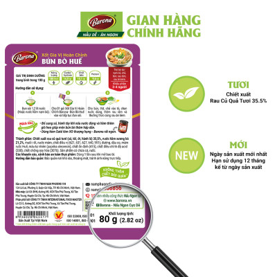 Combo 3 gói Gia Vị Hoàn Chỉnh Barona - Bún Bò Huế 80g