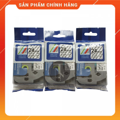 [Combo 5 hộp] Nhãn In đa lớp Tz2-151 - Đen nền trong 24mm x 8m - Hàng nhập khẩu