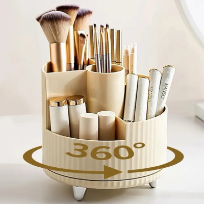 Kệ Để Đồ Trang Điểm - Khay Để Bút Bàn Làm Việc Xoay Tròn 360