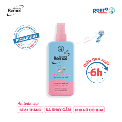Xịt chống muỗi cho bé từ 6 tháng tuổi hương khuynh diệp Rohto Mentholatum Remos Baby Spray 70ml