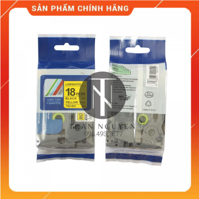 [Combo 5 hộp] Nhãn In đa lớp Tz2-641 - Đen nền vàng 18mm x 8m - Hàng nhập khẩu