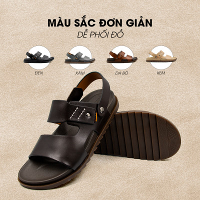 Sandal Tomoyo Da Bò Thật Đế Rãnh Chống Trượt TMS301
