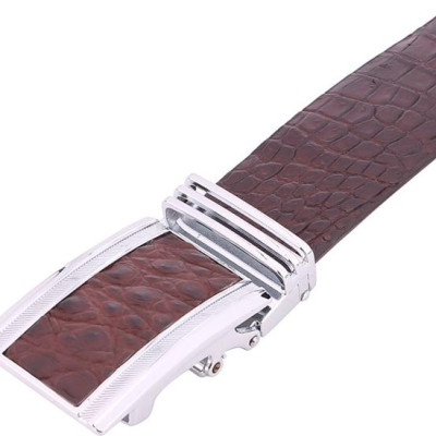 Thắt Lưng Nam Da Cá Sấu Nguyên Con Bụng Bản Lớn Huy Hoàng HT4750 - Nâu Đất