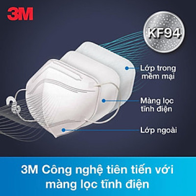 Set 10 chiếc khẩu trang 3M 9013 Tiêu chuẩn KF94 trắng/ đen