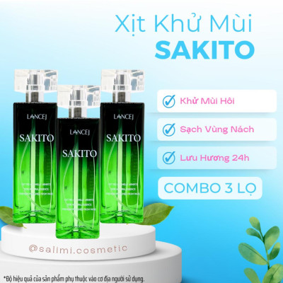 COMBO 3 Lọ Xịt Khử Mùi SAKITO LANCEJ 50ml, Sạch Vùng Nách, Ngăn Tiết Mồ Hôi, Không Ố Vàng Áo