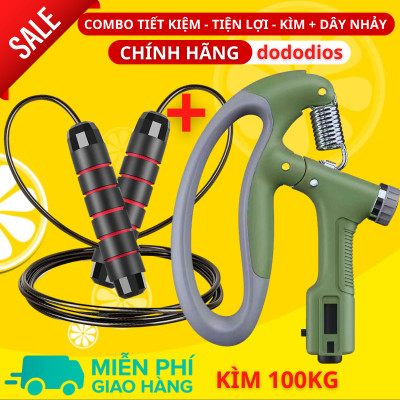 combo kìm bóp tay dây nhảy lõi thép - kìm 60kg 100kg và 120kg - màn hình điện tử đếm số - Hãng dododios