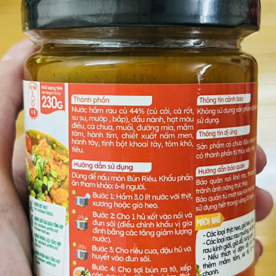 XỐT BÚN RIÊU HiXOT hũ 220gram, nấu bún riêu cua/ tôm, lẩu riêu