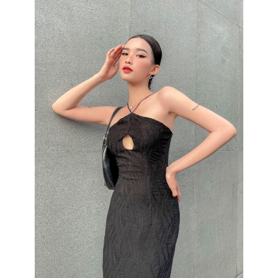 Đầm cổ yếm MINA thiết kế ôm body chất liệu ren gợn sóng quyến rũ - MN226