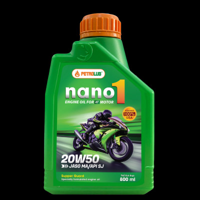 Dầu nhớt xe máy PETROLUB NANO 1 - API SJ - 20W50 - 0.8 L/1L - Hàng chính hãng