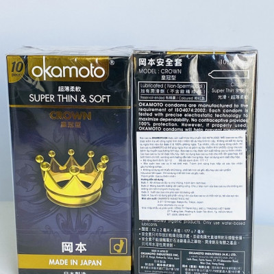 Bao Cao Su Okamoto Crown - Ôm Khít - Siêu Mỏng - Mềm Mại - 10s