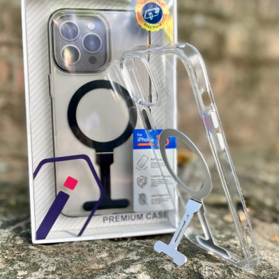 Ốp lưng trong suốt kèm giá đỡ WIWU Aurora Magnetics cho IPhone 15 Pro Max , 14 Pro Max hỗ trợ sạc không dây , chống sốc - hàng nhập khẩu