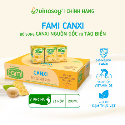 Thùng Sữa đậu nành Vinasoy Fami Canxi vị Phô Mai ( 200ml x 36 Hộp )