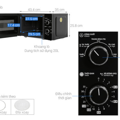 [Hàng Chính Hãng] Lò Vi Sóng Toshiba 20 Lít MWP-MM20P(WH) – Cơ Học, Hâm Nóng Nhanh, Rã Đông Tiện Lợi