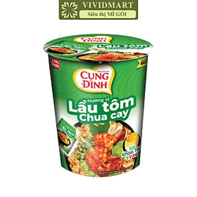 AFOTECH - Mì ly Cung Đình Lẩu tôm chua cay, Mì ly Tôm chua cay Cung Đình, Mì Tôm chua cay Cung Đình (71g/ly)