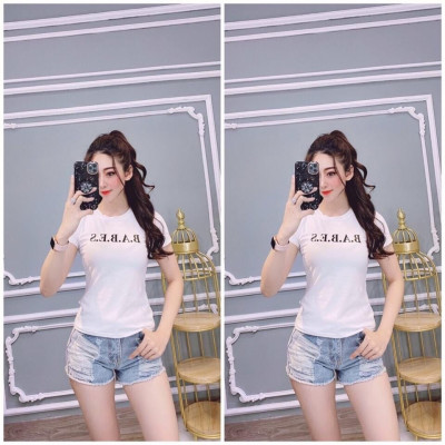 Áo thun nữ MXM cổ tròn ôm body cotton 4 chiều cực tôn dáng in chữ B.A.BE.S ( ANU006 )