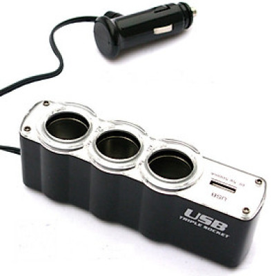 Bộ Chia Tẩu Sạc Ô Tô 1 Ra 3 Cổng Cao Cấp Socket - Hàng Nhập Khẩu